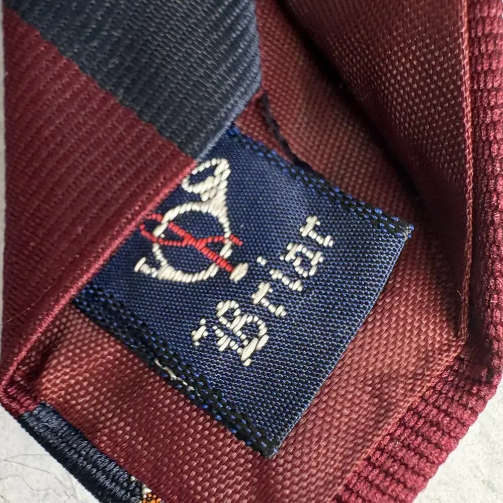 Retro Briar for Robinsons Eagle Motif Striped Silk Blend Tie 3.25